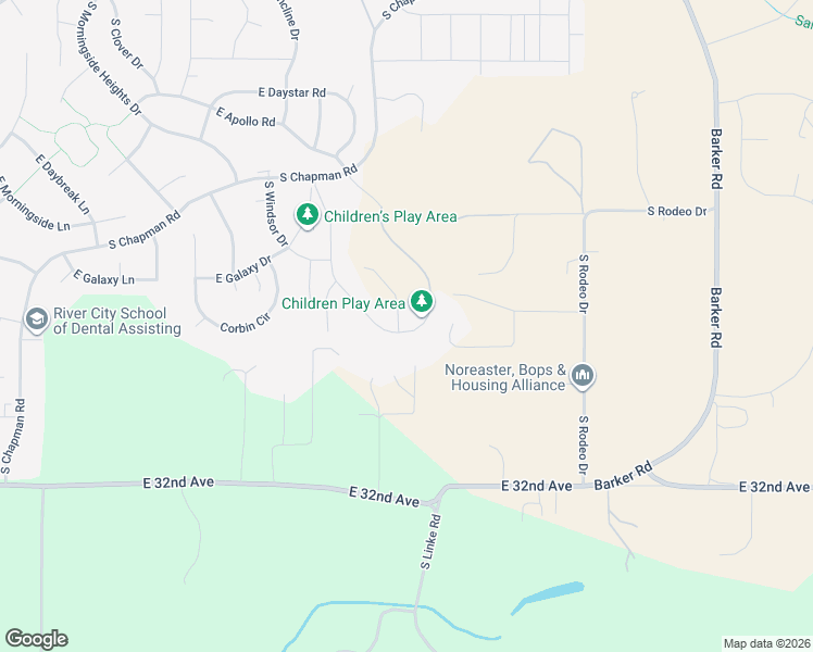map of restaurants, bars, coffee shops, grocery stores, and more near 2610 South Barker Road in Spokane County