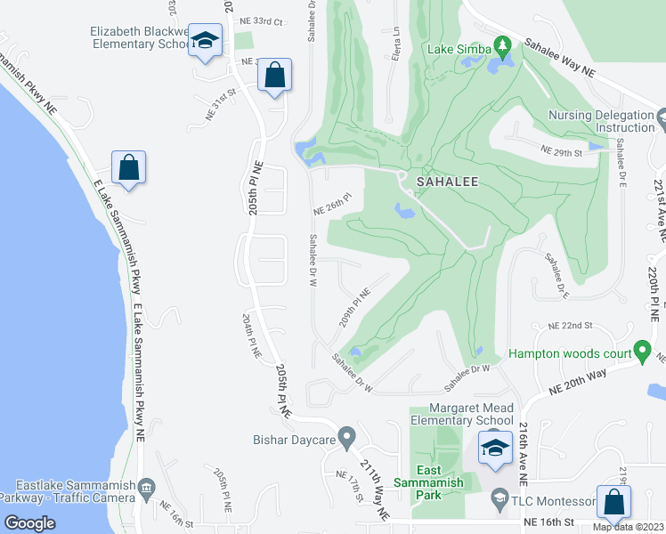 map of restaurants, bars, coffee shops, grocery stores, and more near 20819 Northeast 25th Street in Sammamish