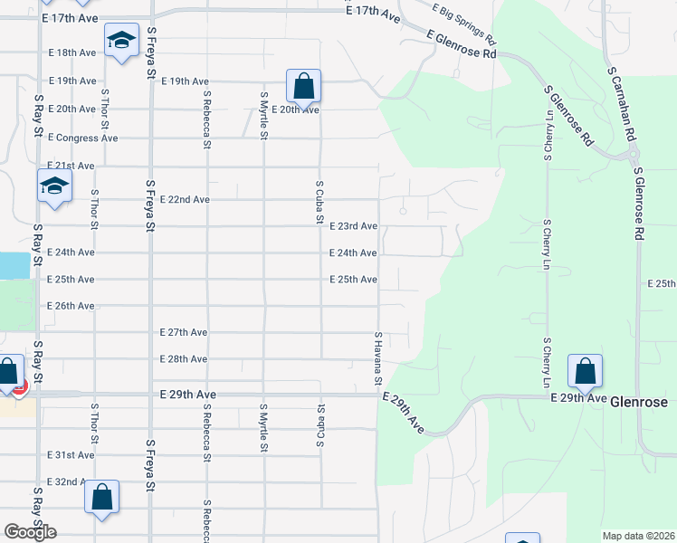 map of restaurants, bars, coffee shops, grocery stores, and more near 4208 East 24th Avenue in Spokane