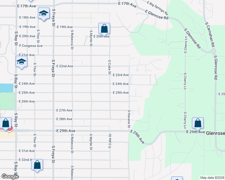 map of restaurants, bars, coffee shops, grocery stores, and more near 4208 East 24th Avenue in Spokane