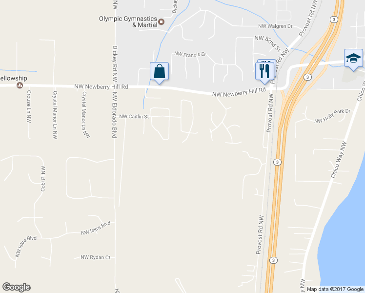 map of restaurants, bars, coffee shops, grocery stores, and more near 7744 Peridot Place Northwest in Silverdale