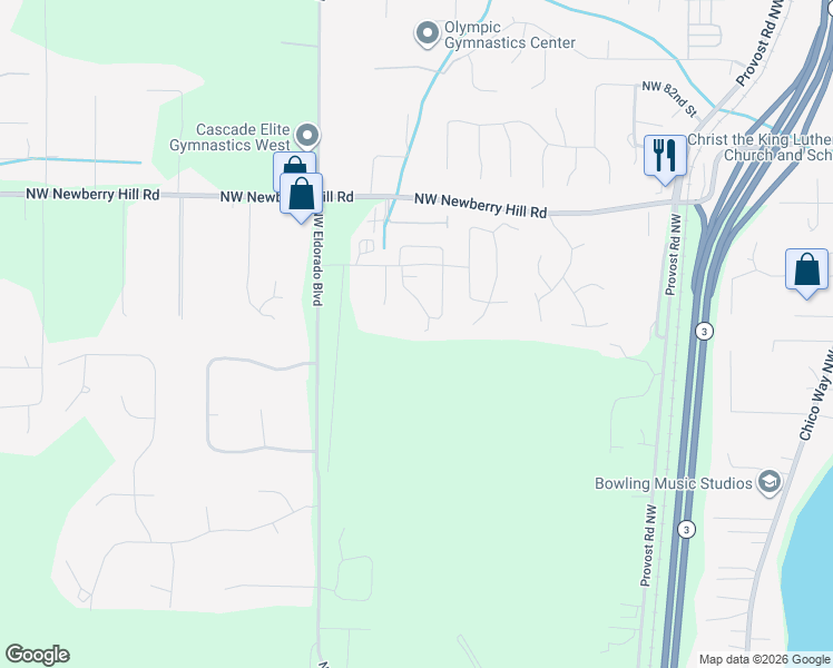 map of restaurants, bars, coffee shops, grocery stores, and more near 7749 Kildare Loop Northwest in Bremerton