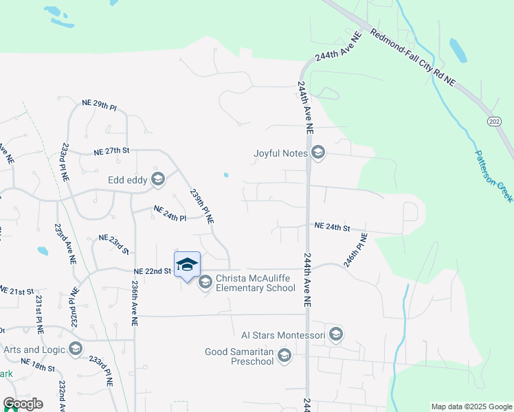 map of restaurants, bars, coffee shops, grocery stores, and more near 23979 Northeast 25th Street in Sammamish