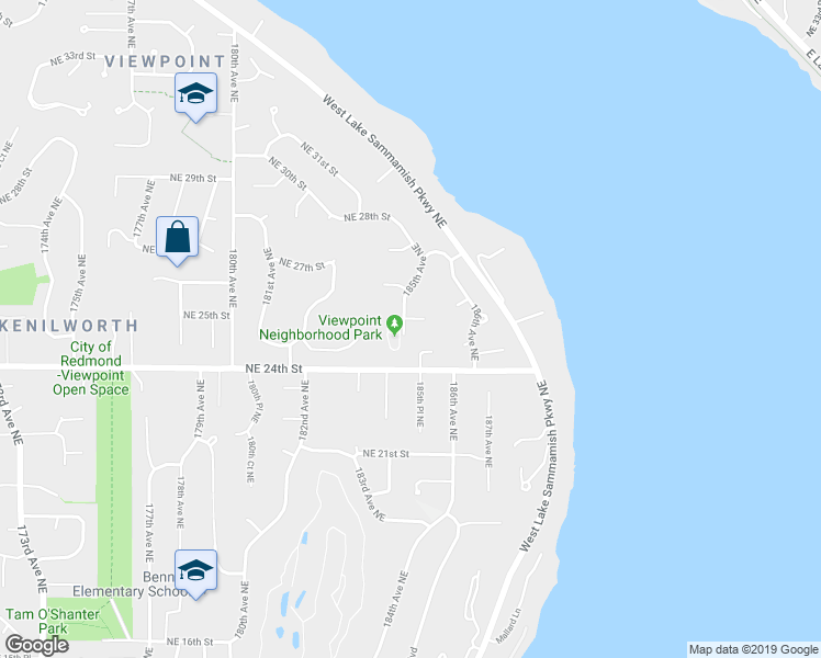 map of restaurants, bars, coffee shops, grocery stores, and more near 2430 185th Avenue Northeast in Redmond