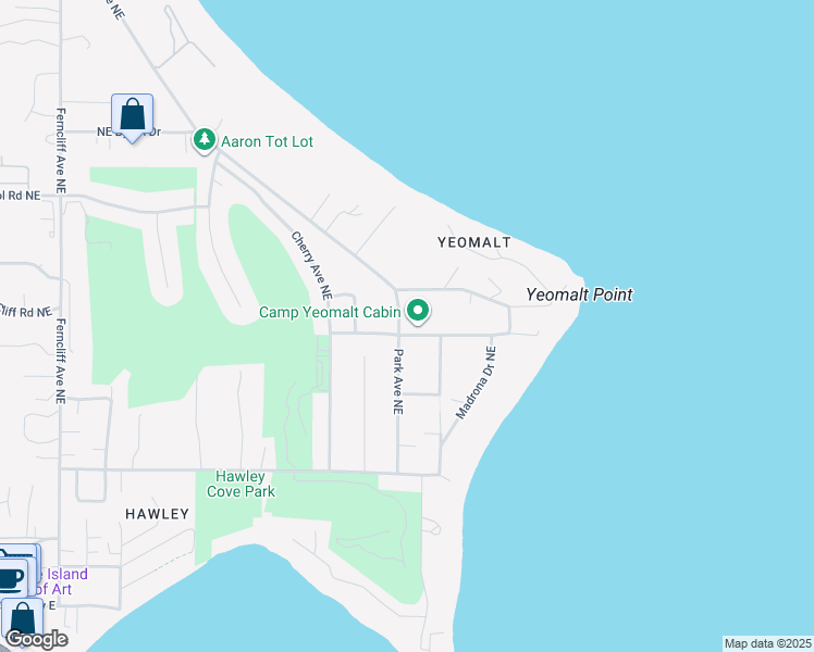 map of restaurants, bars, coffee shops, grocery stores, and more near 900 Park Avenue Northeast in Bainbridge Island