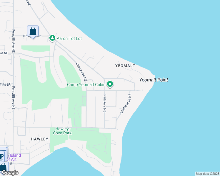 map of restaurants, bars, coffee shops, grocery stores, and more near 900 Park Avenue Northeast in Bainbridge Island