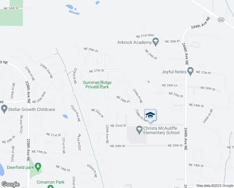 map of restaurants, bars, coffee shops, grocery stores, and more near 23710 Northeast 24th Place in Sammamish
