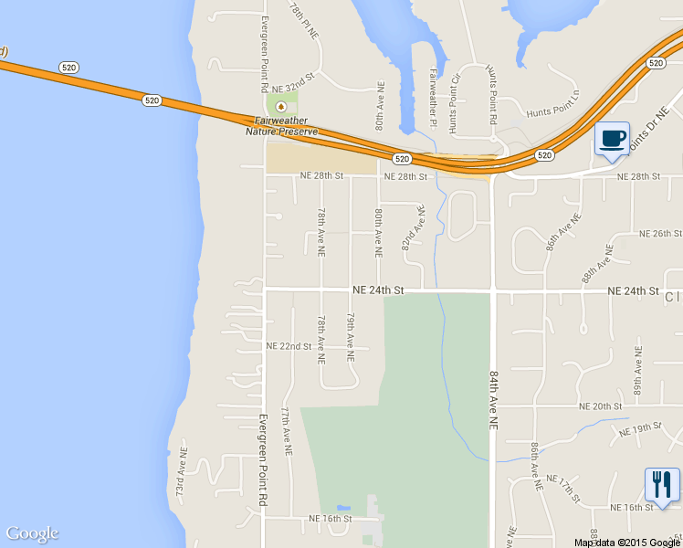 map of restaurants, bars, coffee shops, grocery stores, and more near 2411 79th Avenue Northeast in Medina