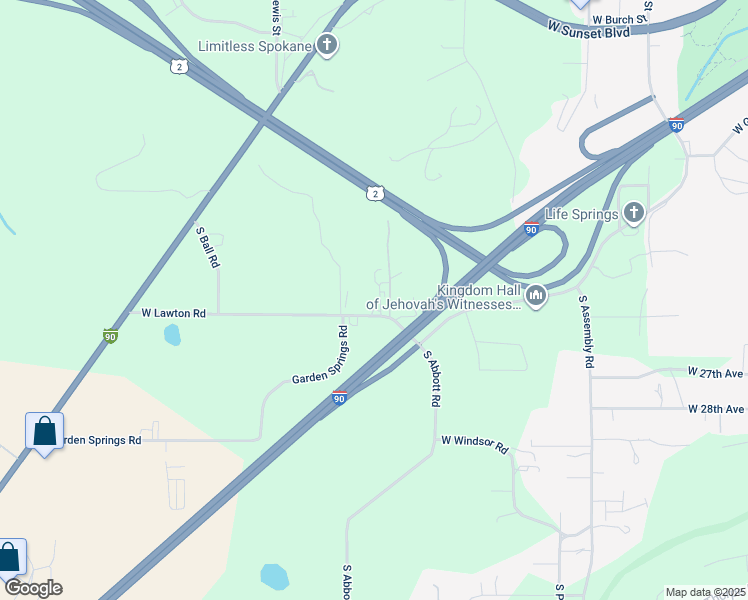 map of restaurants, bars, coffee shops, grocery stores, and more near in Spokane County