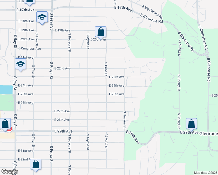 map of restaurants, bars, coffee shops, grocery stores, and more near 4208 East 24th Avenue in Spokane