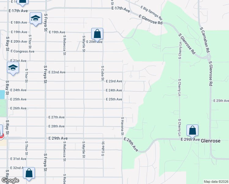 map of restaurants, bars, coffee shops, grocery stores, and more near 4238 East 24th Avenue in Spokane