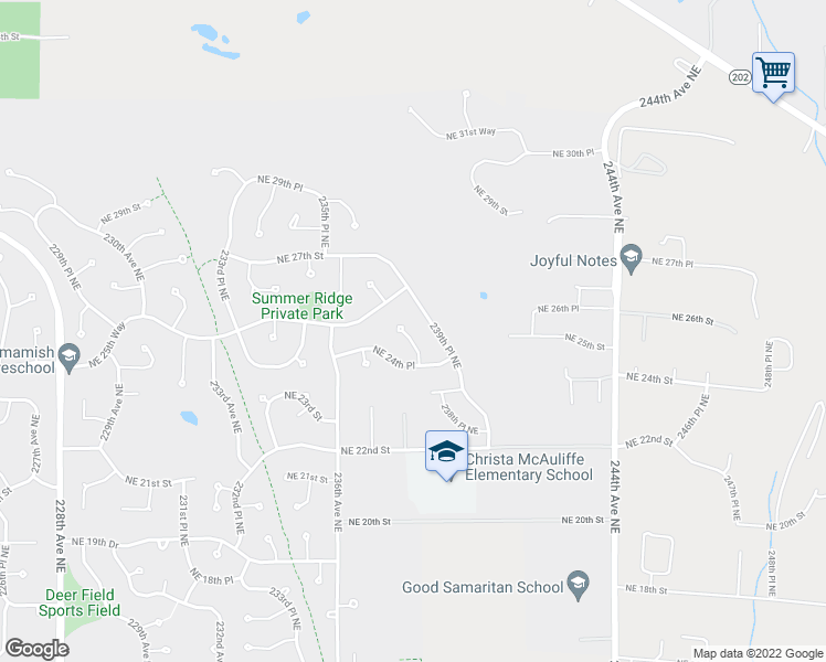 map of restaurants, bars, coffee shops, grocery stores, and more near 2448 238th Place Northeast in Sammamish