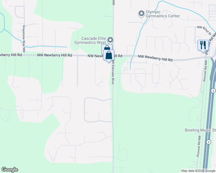 map of restaurants, bars, coffee shops, grocery stores, and more near 7663 Northwest Eldorado Boulevard in Bremerton