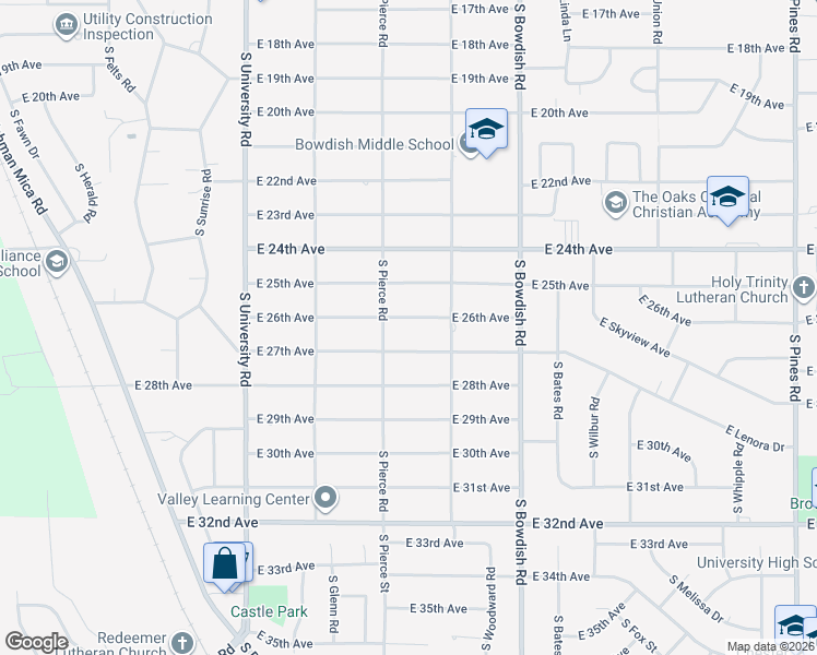 map of restaurants, bars, coffee shops, grocery stores, and more near 11104 East 27th Avenue in Spokane Valley