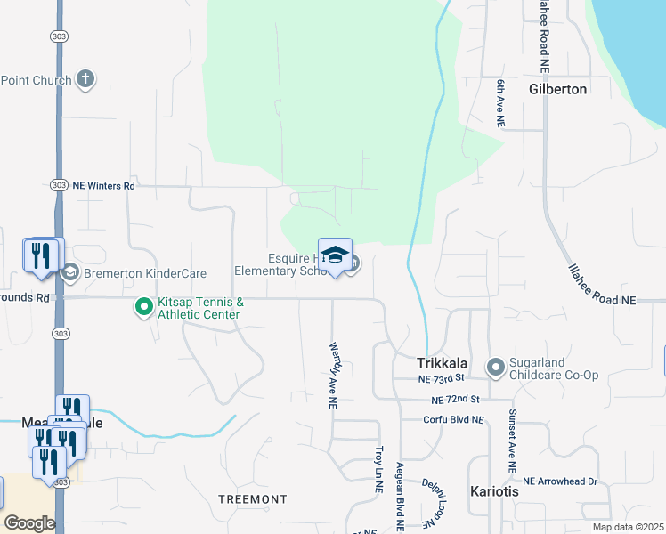 map of restaurants, bars, coffee shops, grocery stores, and more near in Kitsap County