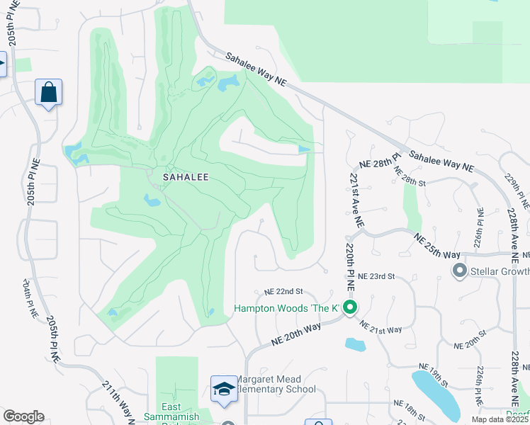 map of restaurants, bars, coffee shops, grocery stores, and more near 2319 216th Place Northeast in Sammamish