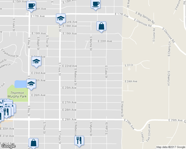 map of restaurants, bars, coffee shops, grocery stores, and more near 2211 South Myrtle Street in Spokane