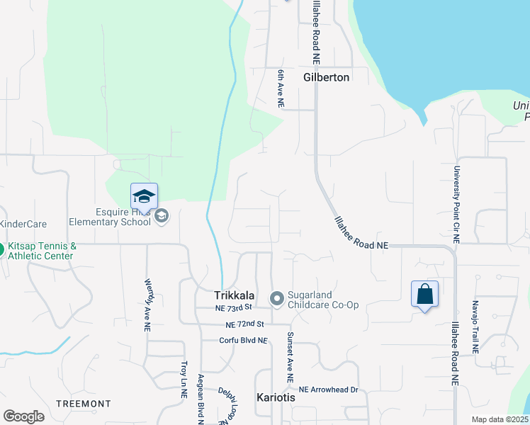 map of restaurants, bars, coffee shops, grocery stores, and more near 7647 Trica Avenue Northeast in Bremerton