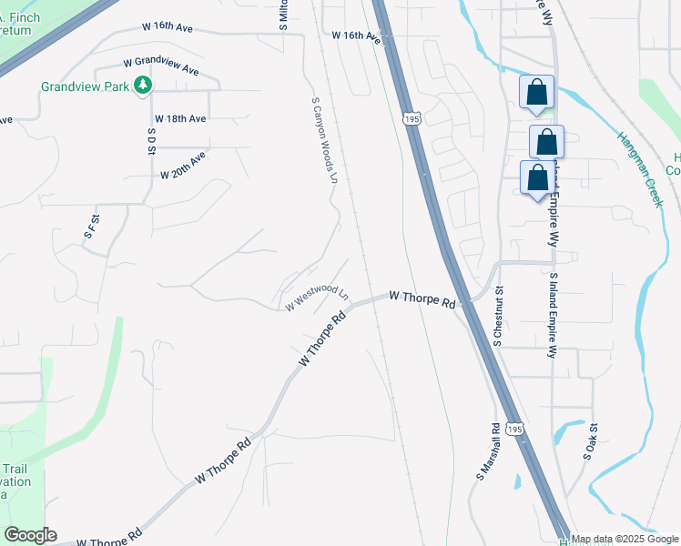 map of restaurants, bars, coffee shops, grocery stores, and more near 2610 West Westwood Lane in Spokane