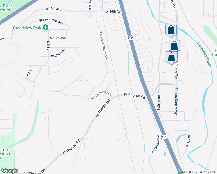 map of restaurants, bars, coffee shops, grocery stores, and more near 2610 West Westwood Lane in Spokane