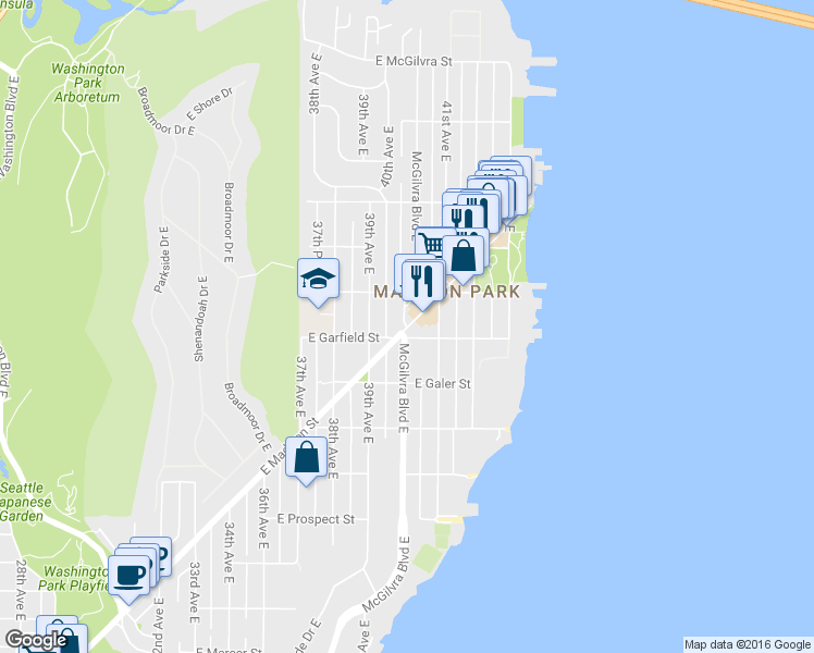 map of restaurants, bars, coffee shops, grocery stores, and more near 4004 E Madison St in Seattle