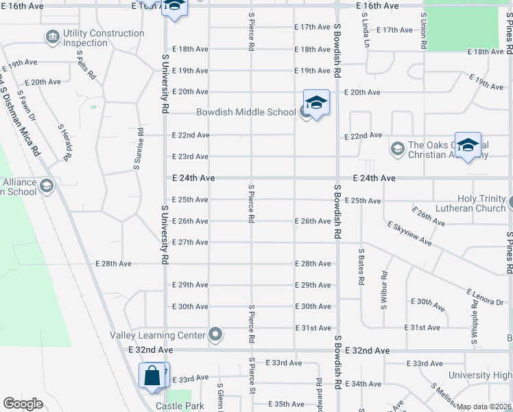 map of restaurants, bars, coffee shops, grocery stores, and more near 11124 East 25th Avenue in Spokane Valley