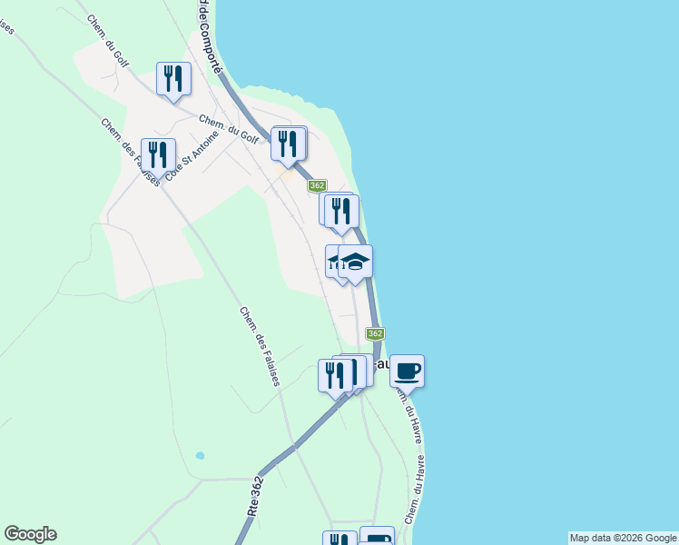 map of restaurants, bars, coffee shops, grocery stores, and more near 905 Rue Richelieu in La Malbaie