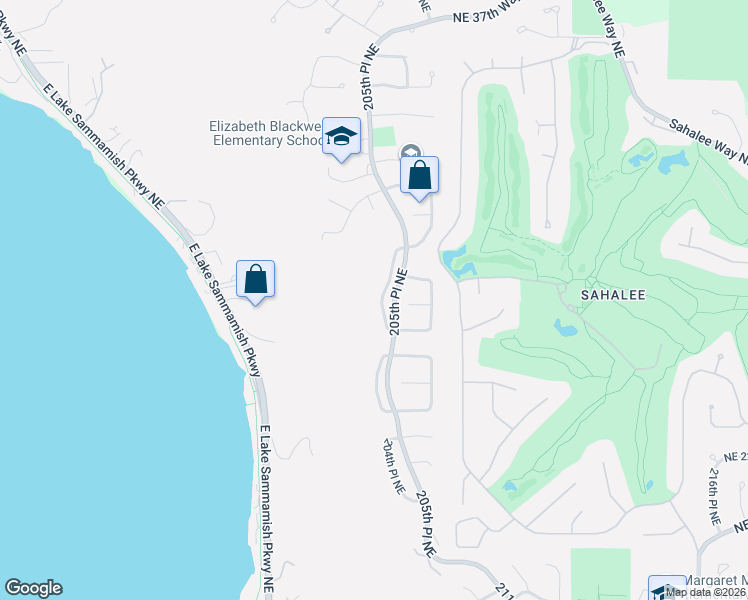 map of restaurants, bars, coffee shops, grocery stores, and more near 2753 204th Lane Northeast in Sammamish