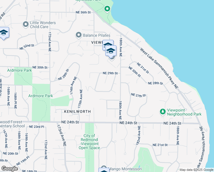 map of restaurants, bars, coffee shops, grocery stores, and more near 2806 178th Avenue Northeast in Redmond