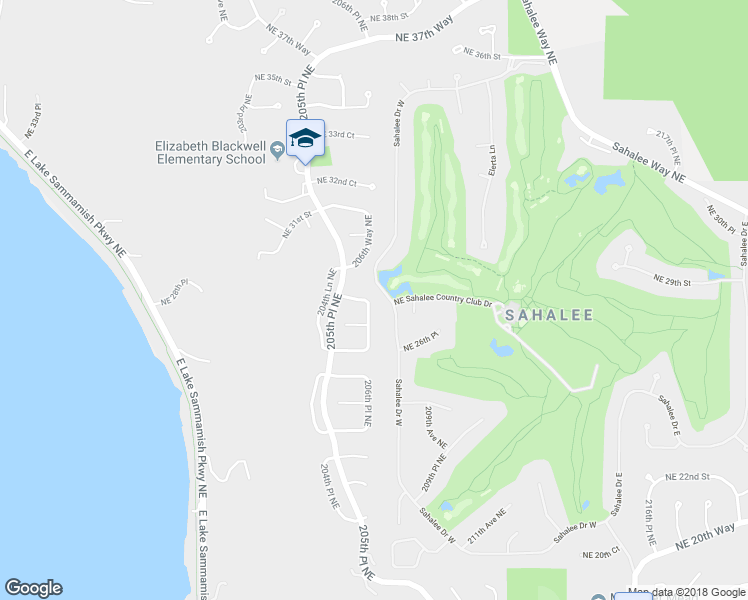 map of restaurants, bars, coffee shops, grocery stores, and more near 2830 206th Terrace Northeast in Sammamish