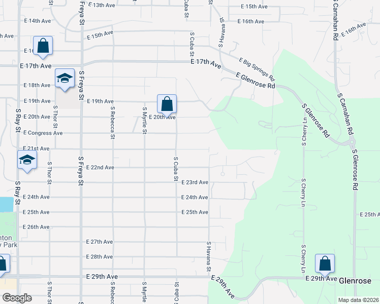 map of restaurants, bars, coffee shops, grocery stores, and more near 4225 East 21st Avenue in Spokane