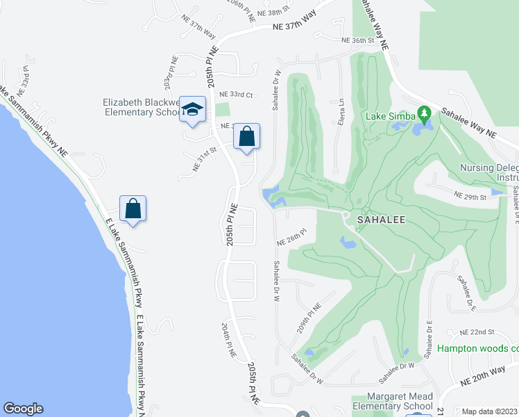 map of restaurants, bars, coffee shops, grocery stores, and more near 2830 206th Terrace Northeast in Sammamish