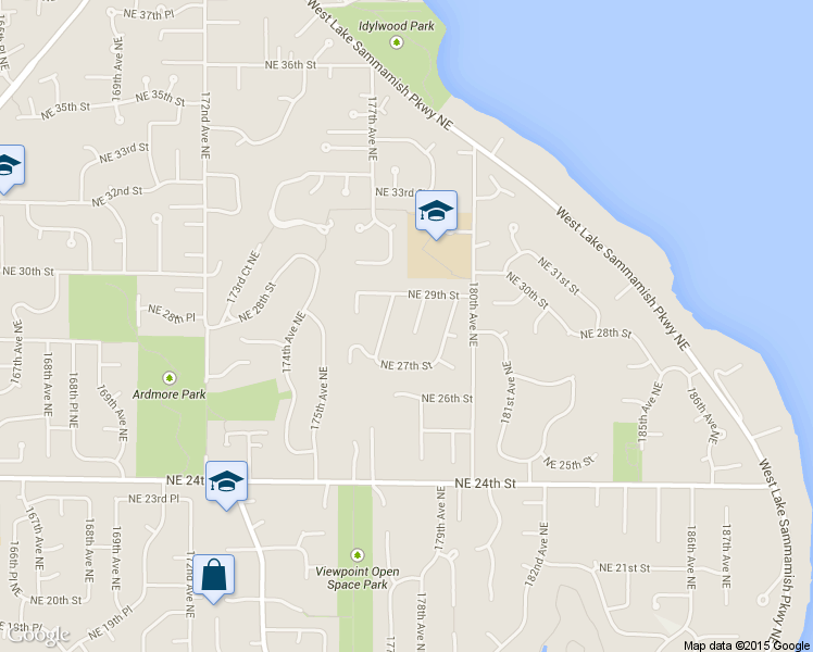 map of restaurants, bars, coffee shops, grocery stores, and more near 2815 178th Avenue Northeast in Redmond