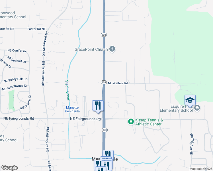 map of restaurants, bars, coffee shops, grocery stores, and more near 7955 Northeast Double Hitch Court in Bremerton