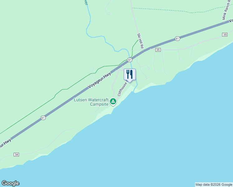 map of restaurants, bars, coffee shops, grocery stores, and more near 5700 Minnesota 61 in Lutsen