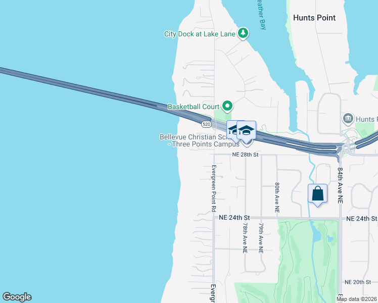 map of restaurants, bars, coffee shops, grocery stores, and more near 7545 Northeast 28th Place in Medina
