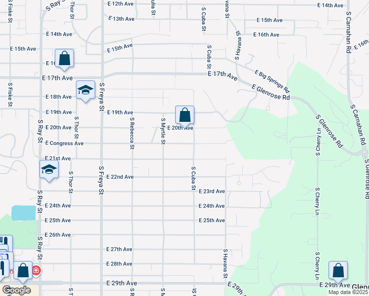 map of restaurants, bars, coffee shops, grocery stores, and more near 4111 East 21st Avenue in Spokane