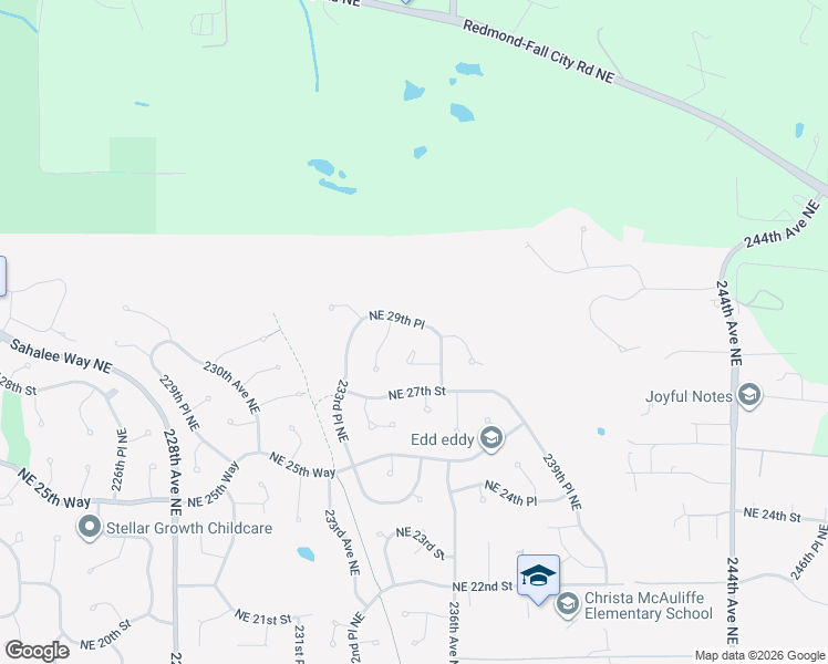 map of restaurants, bars, coffee shops, grocery stores, and more near 23420 Northeast 28th Place in Sammamish