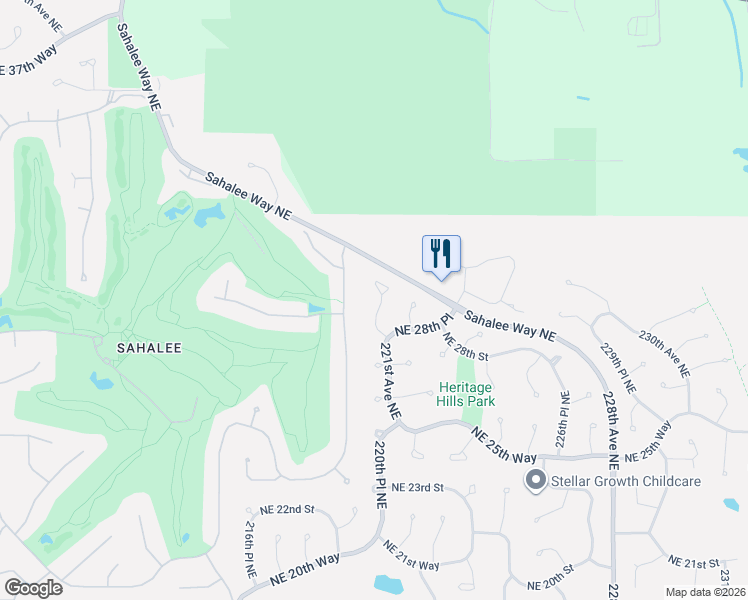map of restaurants, bars, coffee shops, grocery stores, and more near 2813 220th Place Northeast in Sammamish