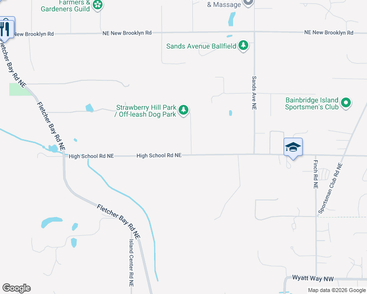 map of restaurants, bars, coffee shops, grocery stores, and more near 7566 High School Road Northeast in Bainbridge Island