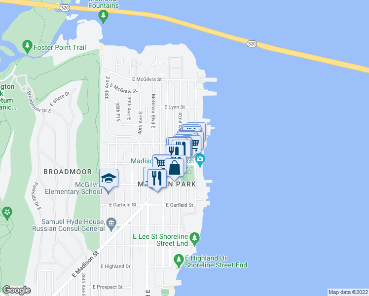 map of restaurants, bars, coffee shops, grocery stores, and more near 2003 42nd Avenue East in Seattle
