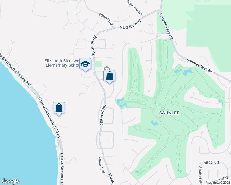 map of restaurants, bars, coffee shops, grocery stores, and more near 3032 206th Way Northeast in Sammamish