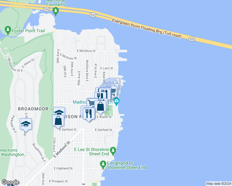 map of restaurants, bars, coffee shops, grocery stores, and more near 1938 43rd Avenue East in Seattle
