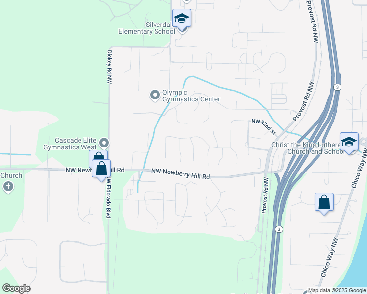 map of restaurants, bars, coffee shops, grocery stores, and more near 8072 Norbert Place Northwest in Silverdale