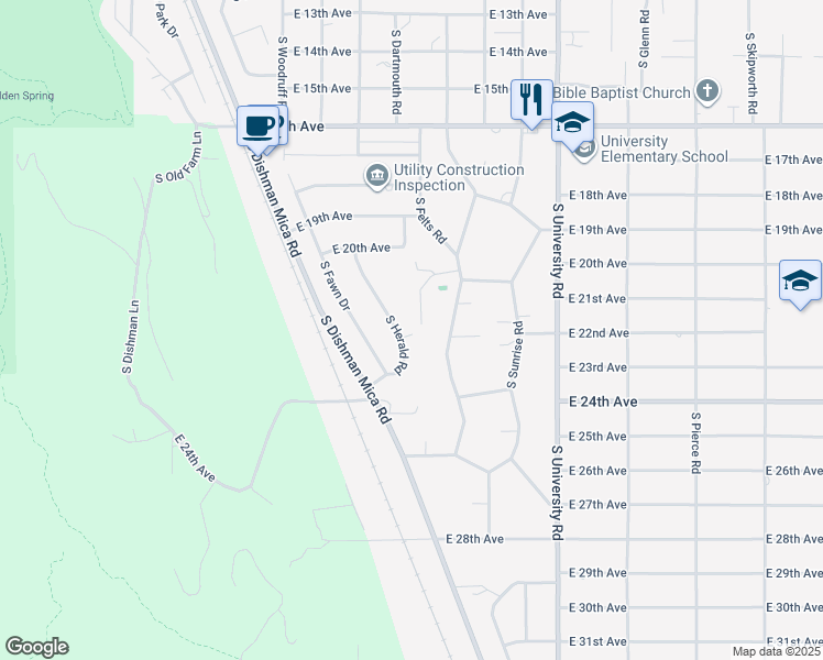 map of restaurants, bars, coffee shops, grocery stores, and more near 2211 South Herald Road in Spokane Valley