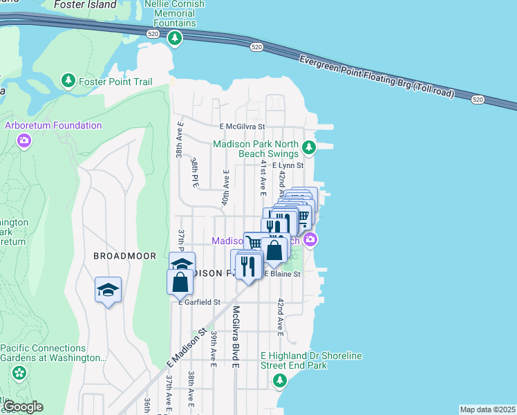 map of restaurants, bars, coffee shops, grocery stores, and more near 2009 41st Avenue East in Seattle