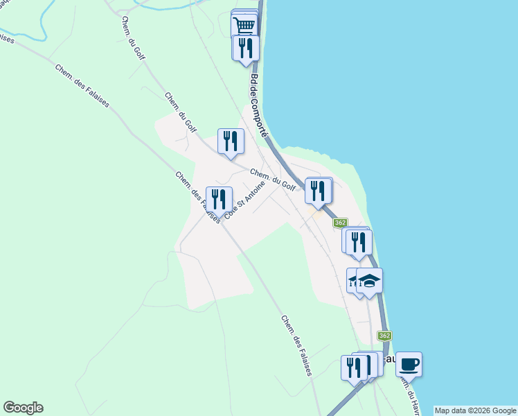 map of restaurants, bars, coffee shops, grocery stores, and more near 75 Rue des Laurentides in La Malbaie