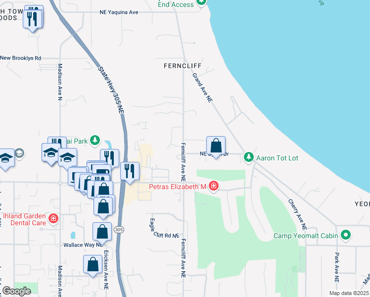 map of restaurants, bars, coffee shops, grocery stores, and more near 10482 Northeast Quiet Valley Lane in Bainbridge Island
