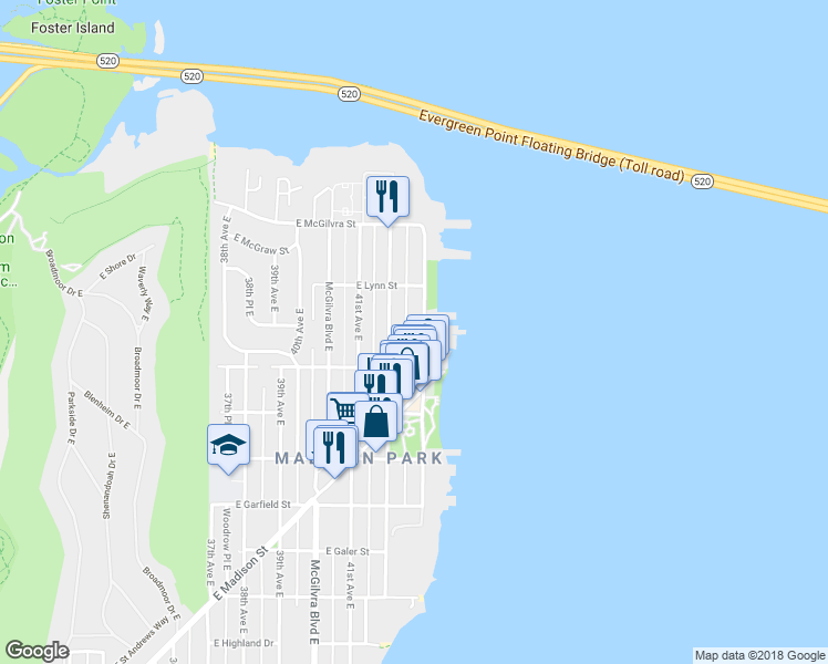 map of restaurants, bars, coffee shops, grocery stores, and more near 2047 43rd Avenue East in Seattle