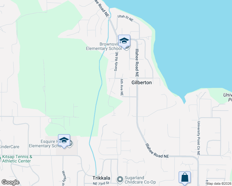 map of restaurants, bars, coffee shops, grocery stores, and more near 8208 Sandy Road Northeast in Bremerton